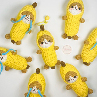Móc khoá mèo chuối handmade bằng len