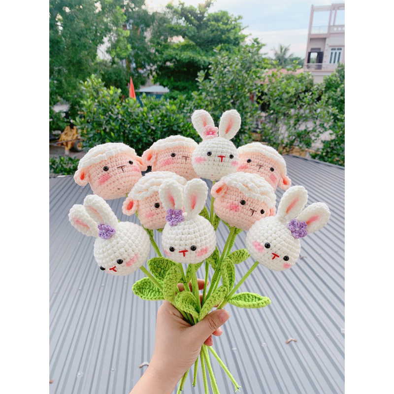 Hoa thú len thỏ,cừu handmade mới nhất,làm quà lưu niệm,decor(ảnh thật)