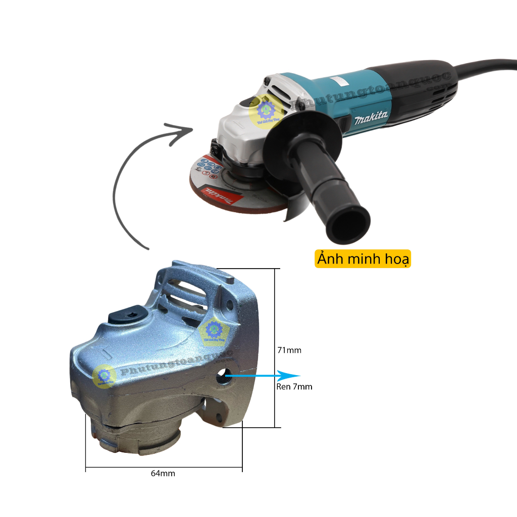 Đầu Nhôm  Máy Mài Makita GA4030 - GA4031 Hoặc Các Máy Nhái Kiểu Dáng Cùng Thông Số