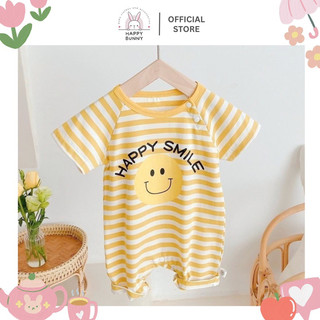 Bộ áo liền quần mặt cười dễ thương, body đùi vải thun mát cho bé trai bé gái