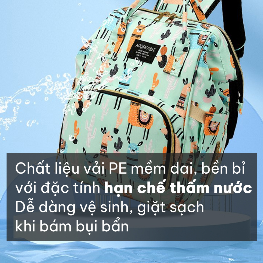 Balo Bỉm Sữa Cho Mẹ và Bé Khi Ra Ngoài, Túi Đựng Đồ Sơ Sinh Cho Trẻ, Ba lô Đa Năng Có Ngăn Giữ Nhiệt