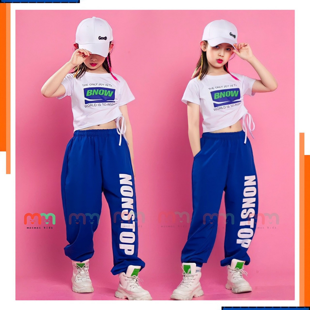 Đồ croptop cho bé gái học nhảy hiện đại, zumba thun cotton co dãn thoải mái cho bé 1 đến 5 tuổi