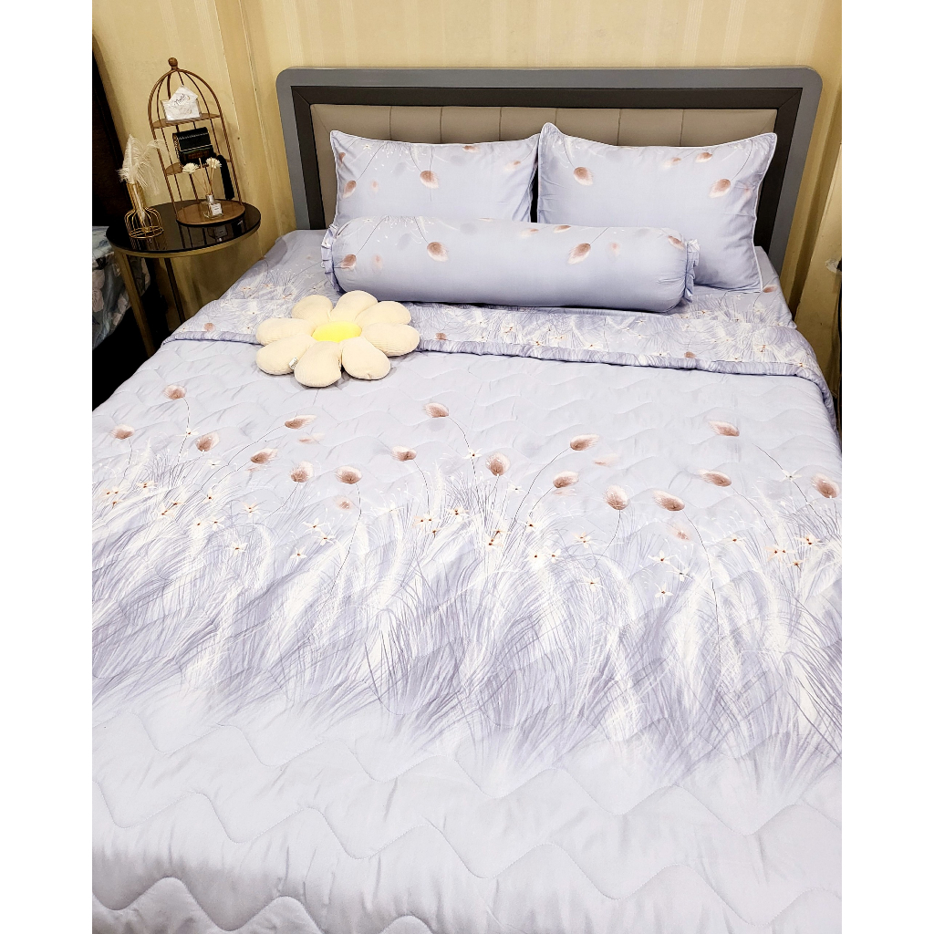 💥ẢNH THẬT_CỎ LAU TÍM💥CHĂN GA LỤA TENCEL THAN HOAT TÍNH CAO CẤP, BỘ 4,5 MÓN GỒM CHĂN(MỀN) CHẦN BÔNG SIÊU MÁT MỊN_HỎA TỐC