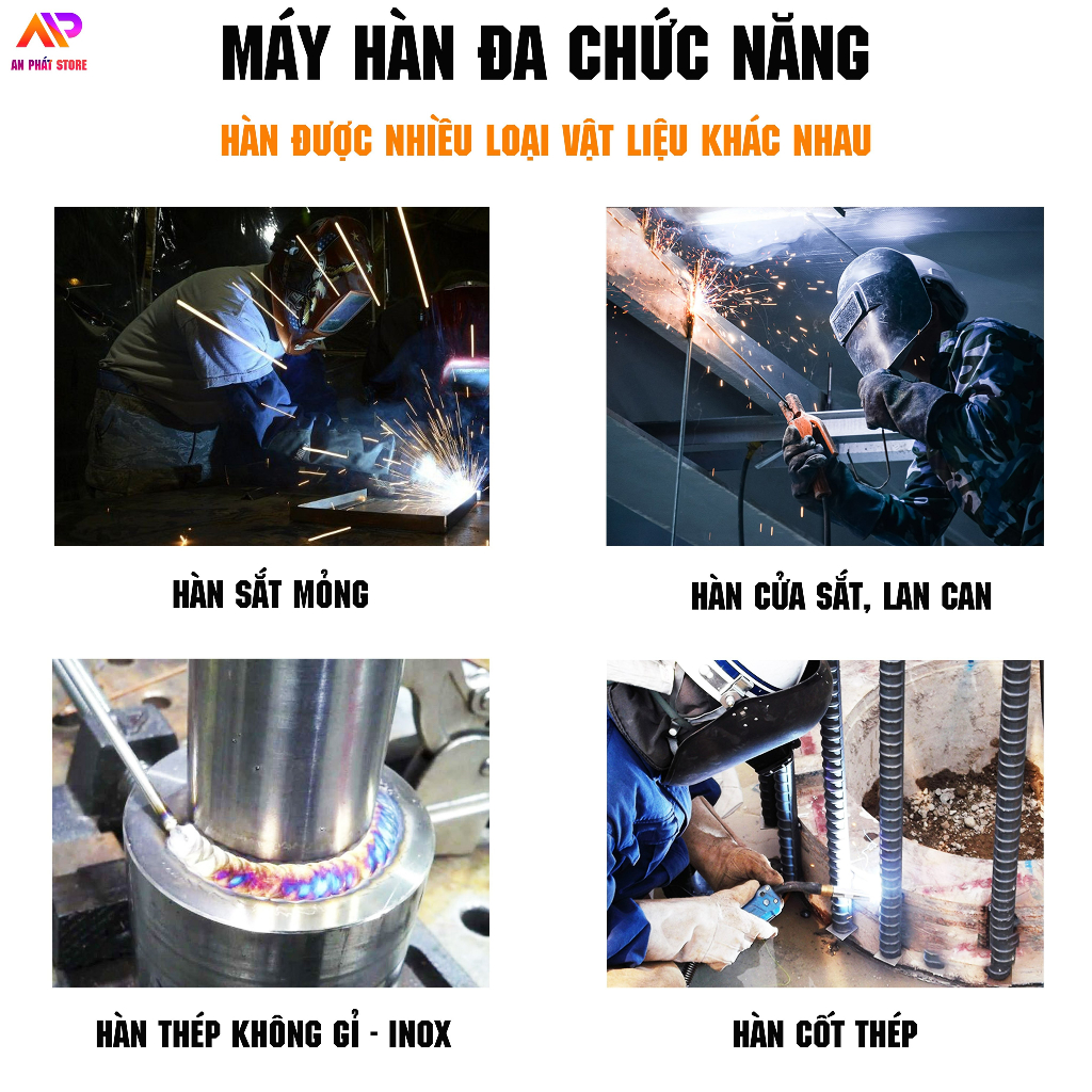 Máy hàn mini không dùng khí MIG500 chính hãng, Máy hàn MIG 2 chức năng hàn que hàn MIG không khí nhỏ gọn dễ di chuyển