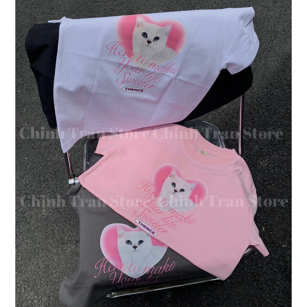 Áo thun Baby Tee in hình Mèo Trắng dễ thương chất cotton 100% co giãn 2c form vừa đủ size
