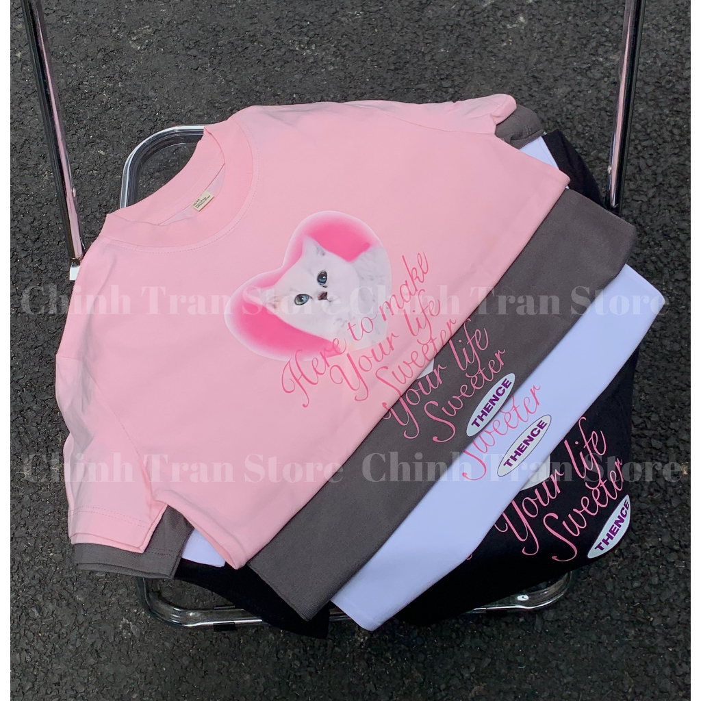 Áo thun Baby Tee in hình Mèo Trắng dễ thương chất cotton 100% co giãn 2c form vừa đủ size