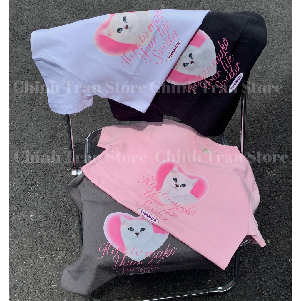 Áo thun Baby Tee in hình Mèo Trắng dễ thương chất cotton 100% co giãn 2c form vừa đủ size
