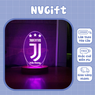 Đèn Led 3D 16 màu - đèn ngủ mẫu logo CLB Juventus 2019