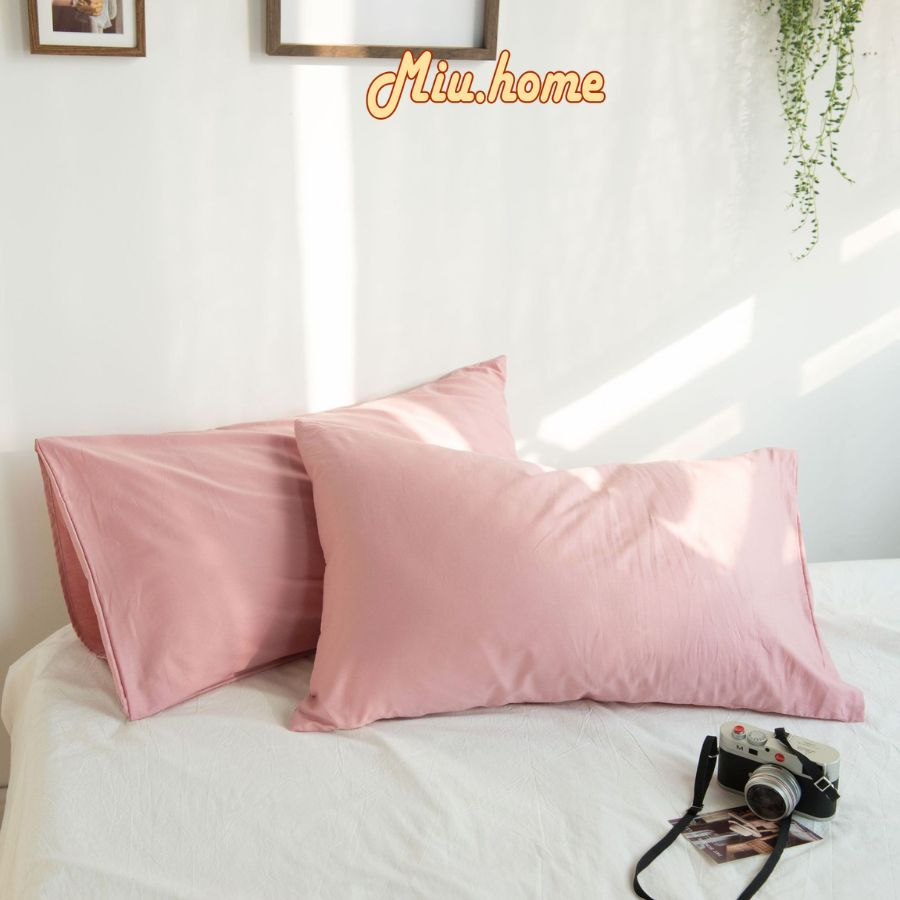 Vỏ Gối Nằm Cotton Tici 45x65cm Cùng Màu Ga Khách Đặt, Không Khóa Kéo  - Miu Home