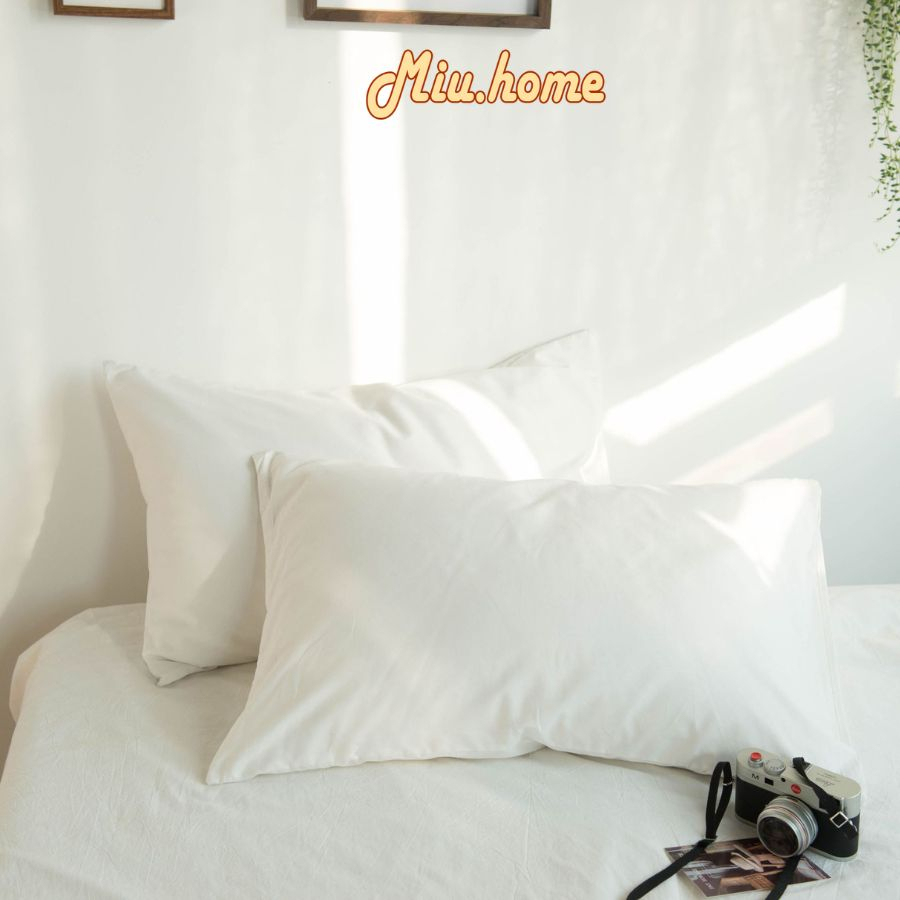 Vỏ Gối Nằm Cotton Tici 45x65cm Cùng Màu Ga Khách Đặt, Không Khóa Kéo  - Miu Home