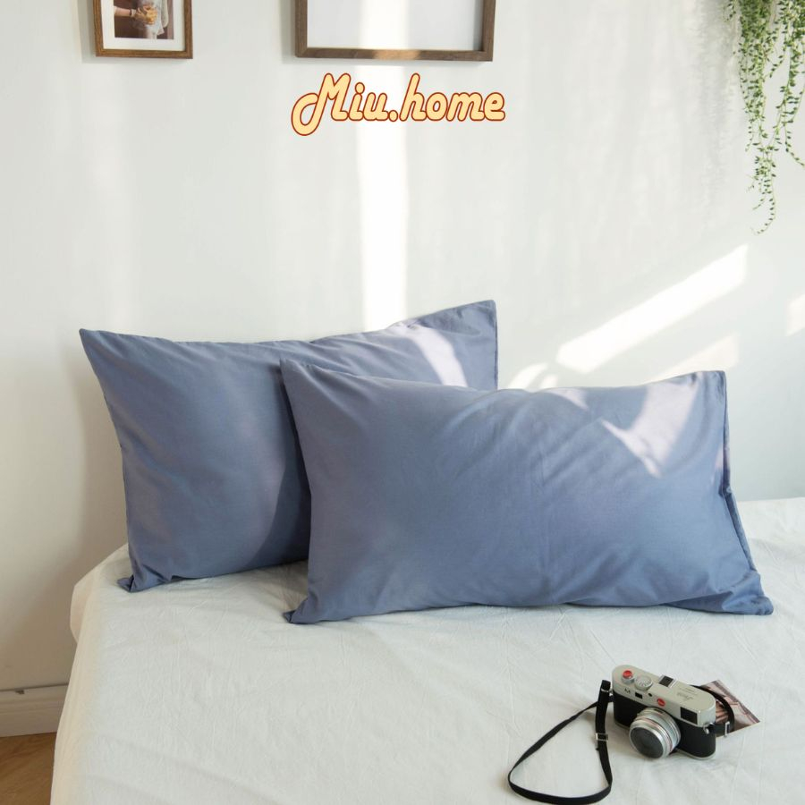 Vỏ Gối Nằm Cotton Tici 45x65cm Cùng Màu Ga Khách Đặt, Không Khóa Kéo  - Miu Home