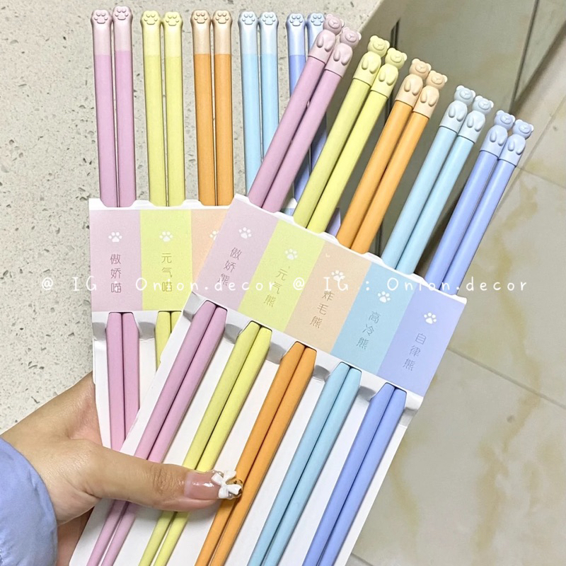 Đũa hợp kim kháng khuẩn 99.99% Suncha màu sắc hình đáng yêu