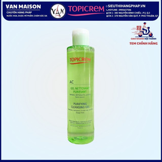 Sữa rửa mặt topicrem ac purifying cleansing gel dạng gel dành cho da nhờn, mụn 200ml