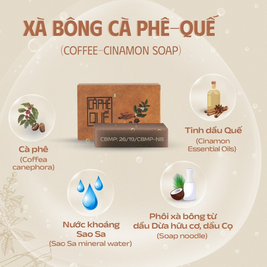 Xà bông sinh dược cà phê quế chiết xuất thiên nhiên giúp dưỡng ẩm cơ thể và làm sạch làn da