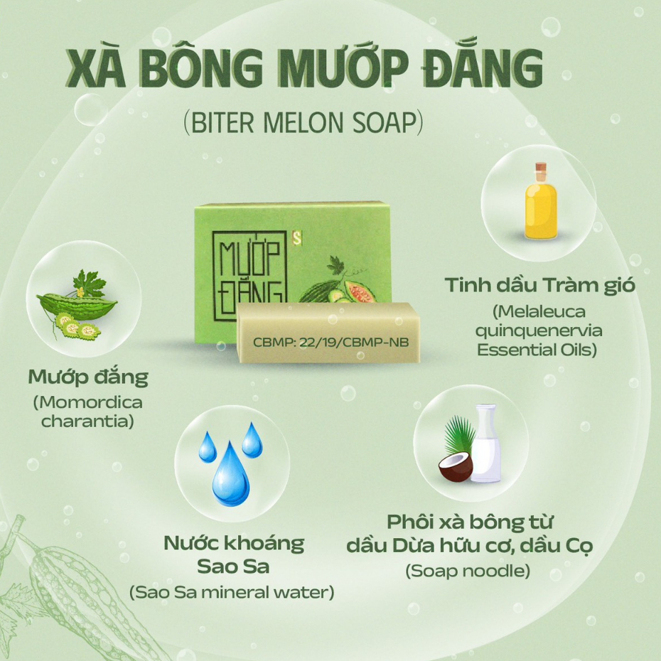 Xà phòng mướp đắng chiết xuât thiên nhiên, xà bông sinh dược diệt khuẩn, sáng da, giải độc tố