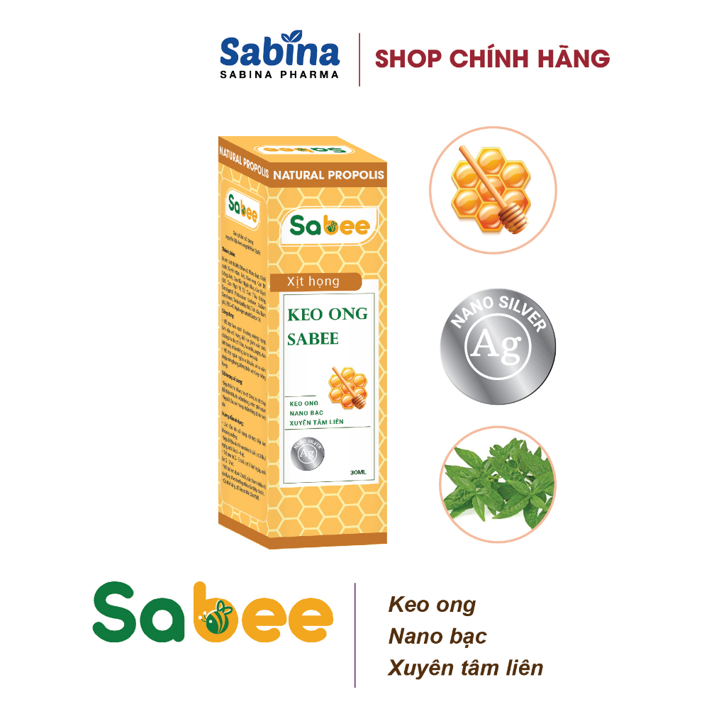 Xịt họng keo ong Sabee 30ml