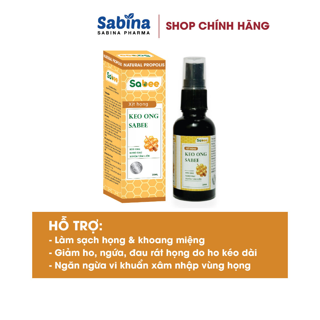 Xịt họng keo ong Sabee 30ml