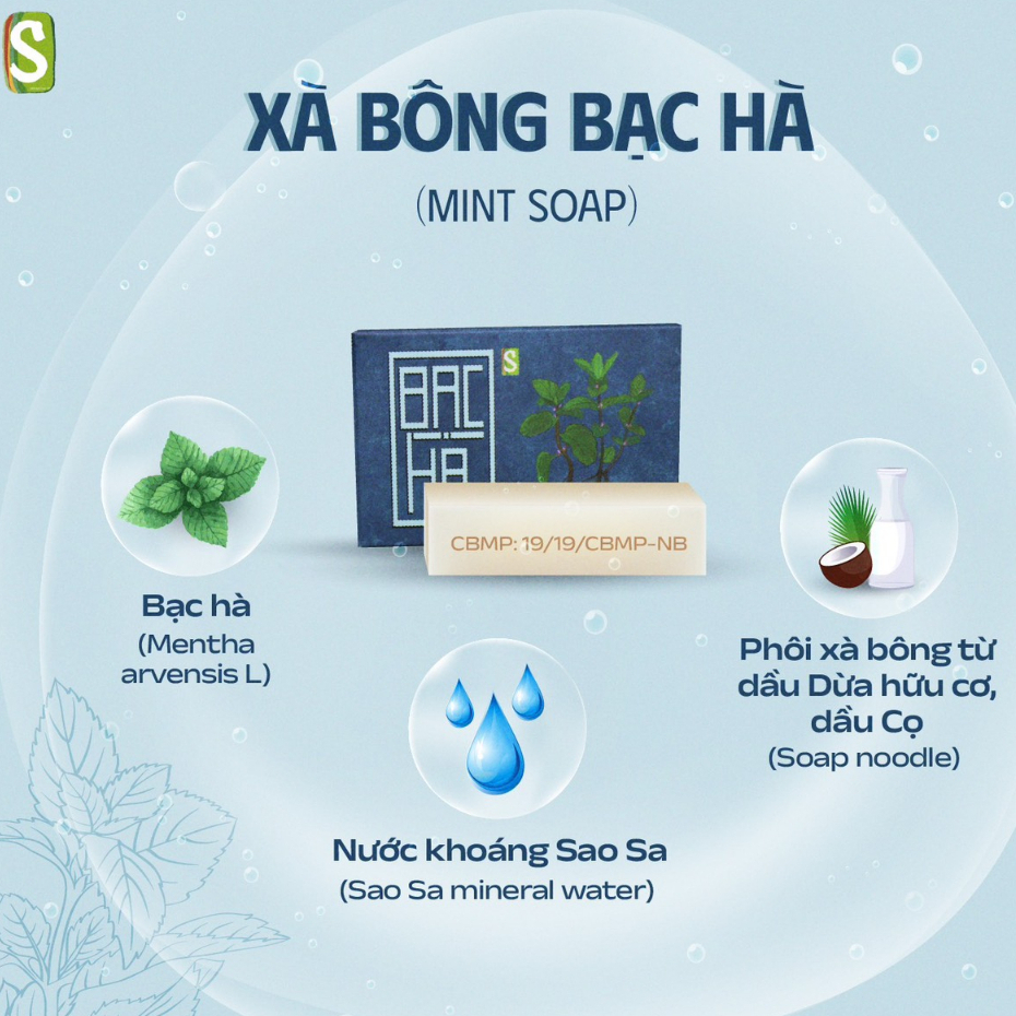 Xà bông Sinh Dược Bạc Hà chiết xuất thiên nhiên sảng khoái mát lạnh, diệt khuẩn, sáng da, thư giãn