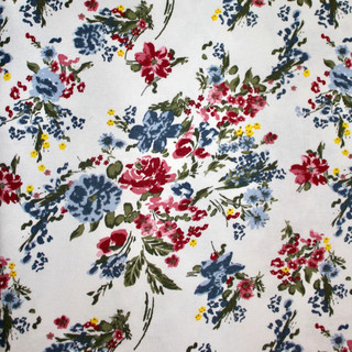 Vải cotton thun 100% hoa hồng nền trắng ms7103