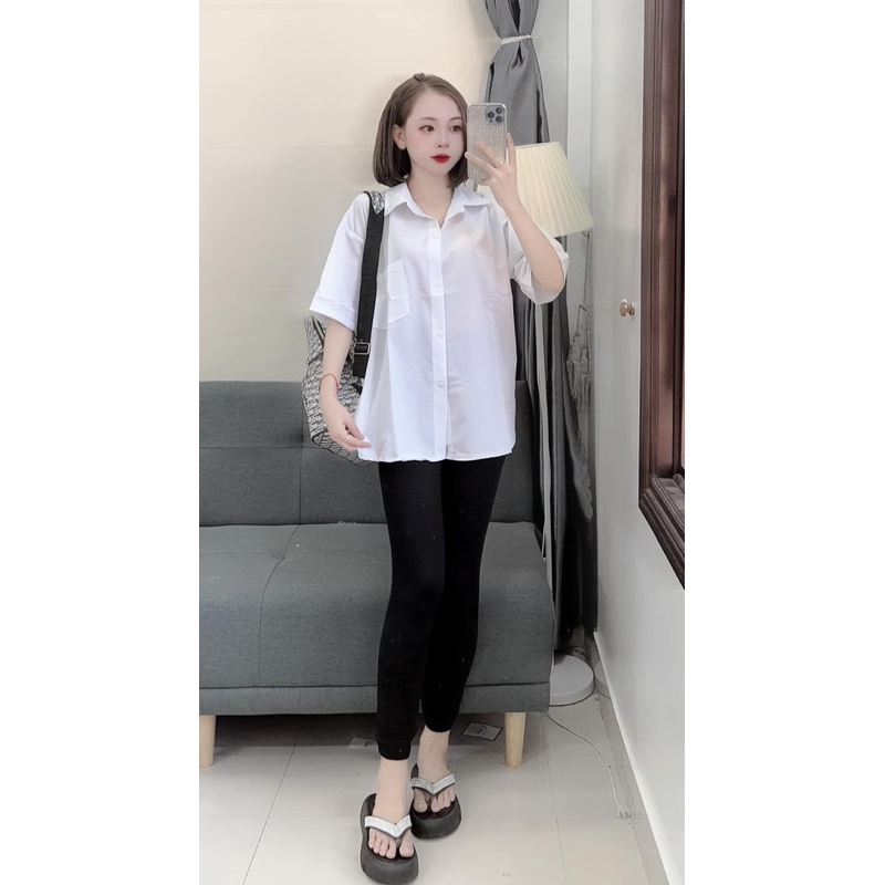SIỂU PHẨM CẢ SET QUẦN LEGGING + ÁO SƠ MI