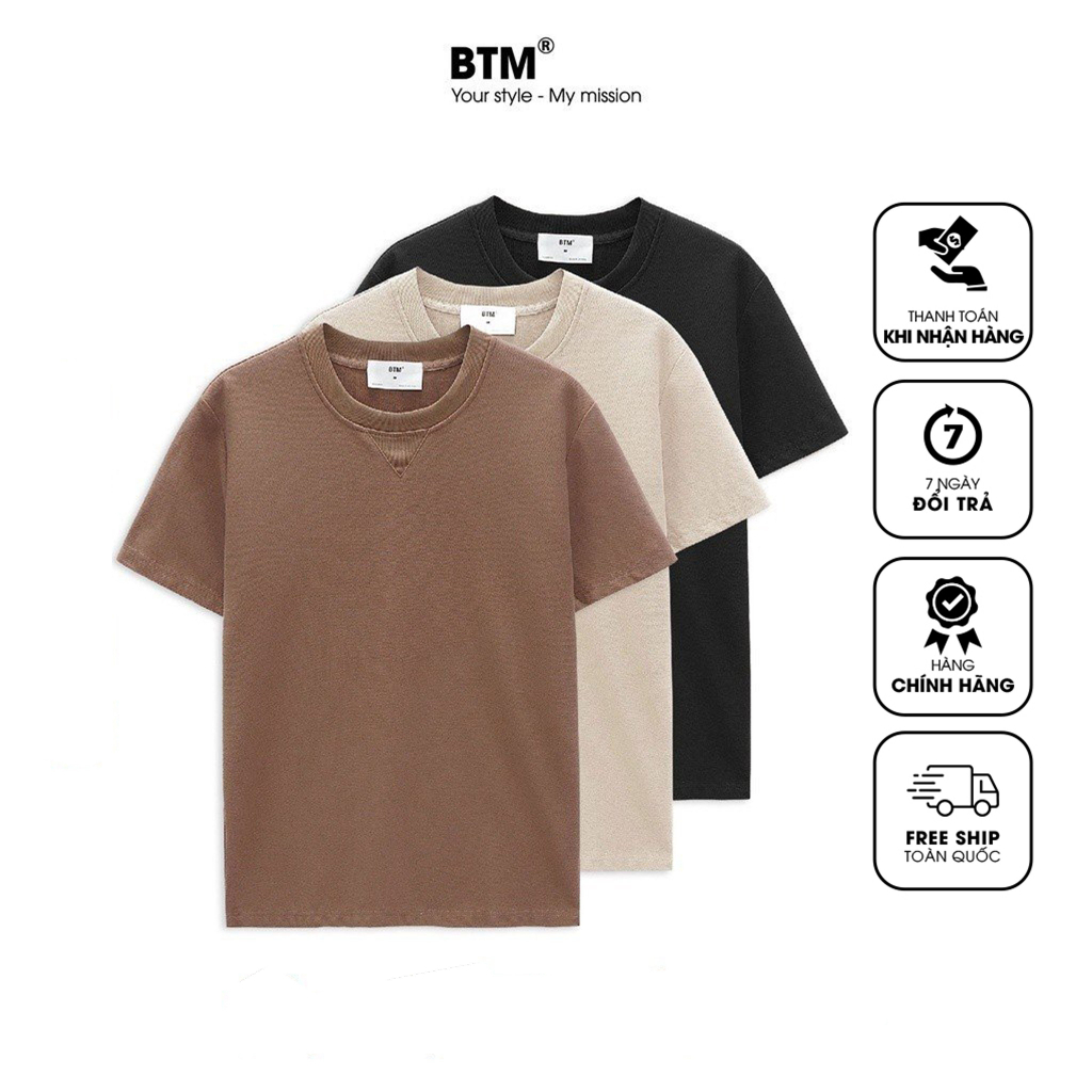 Áo thun cổ tròn BTM Studios vải pique thấm hút mồ hôi - 6.525