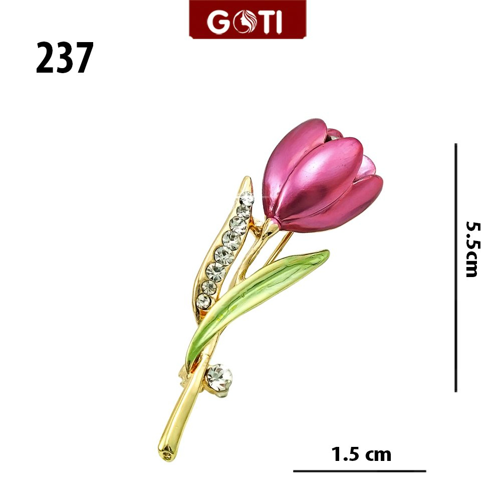 GOTI - Tag Trâm Cài Áo Hình Hoa Tulip Đính Đá Bằng Hợp Kim Cao Cấp Thời Trang Nữ Hàn Quốc Quà Tặng 20-10 8-3 243 244