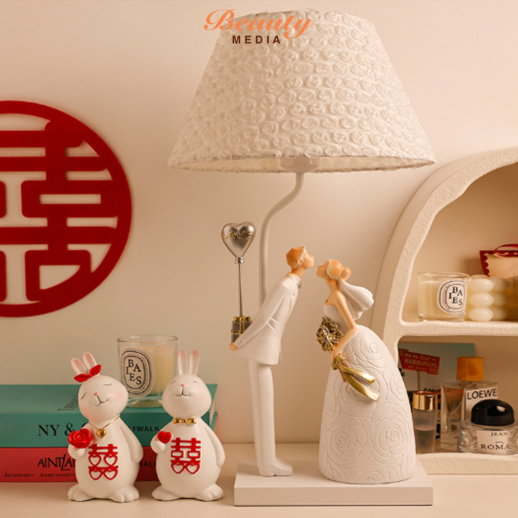QUÀ CƯỚI CAO CẤP - Đèn Ngủ Lãng Mạn Phong Cách Châu Âu Tượng Cô Dâu Chú Rể - Đèn trang trí, đèn bàn, đèn decor, đèn cưới