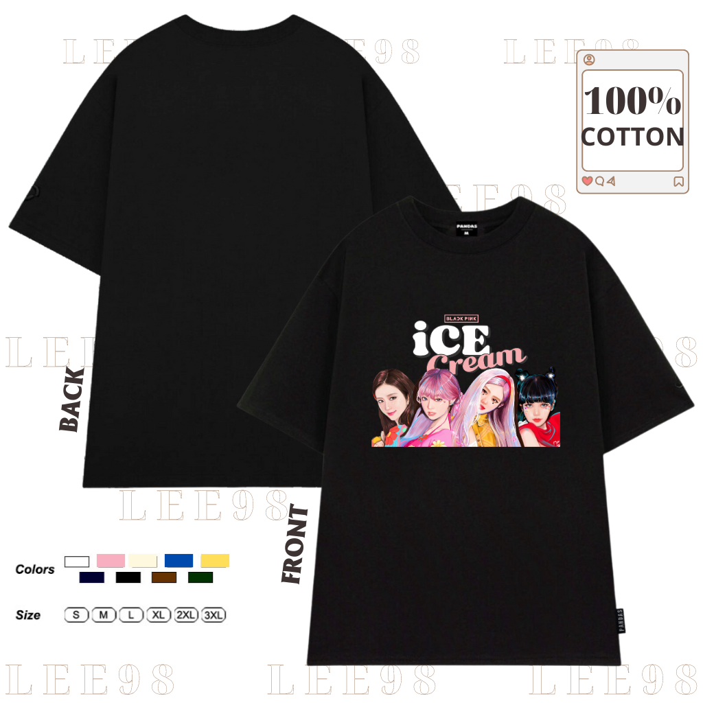 Áo thun blackpink tay lỡ form rộng unisex , áo phông blackpink cotton co giãn 4 chiều in hình IDO