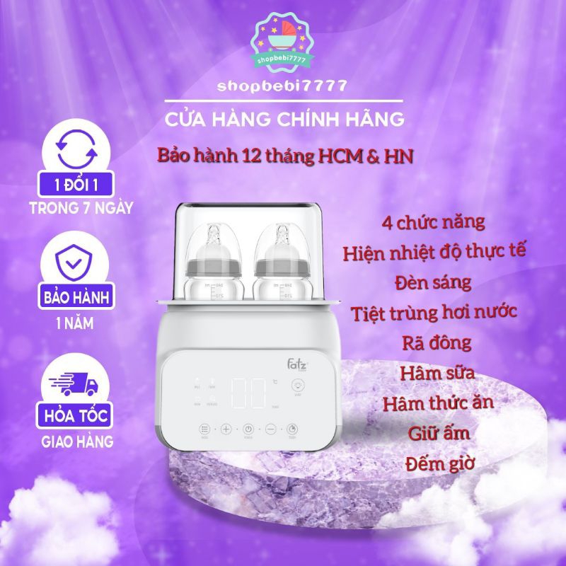 Máy hâm sữa 2 bình cổ rộng đa năng duo 1 / duo 4 Fatzbaby fb3012sl