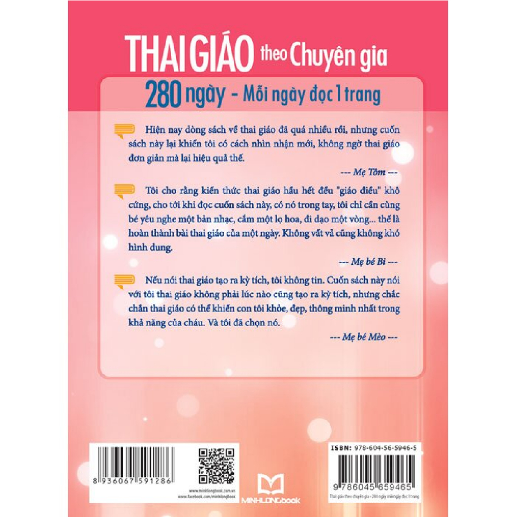 Sách: Thai Giáo Theo Chuyên Gia - 280 Ngày Mỗi Ngày Đọc 1 Trang (MinhLongBooks)