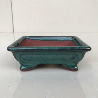 GV. Chậu Chữ nhật trồng cây kiểng bonsai sen đá màu xanh ngọc SP055