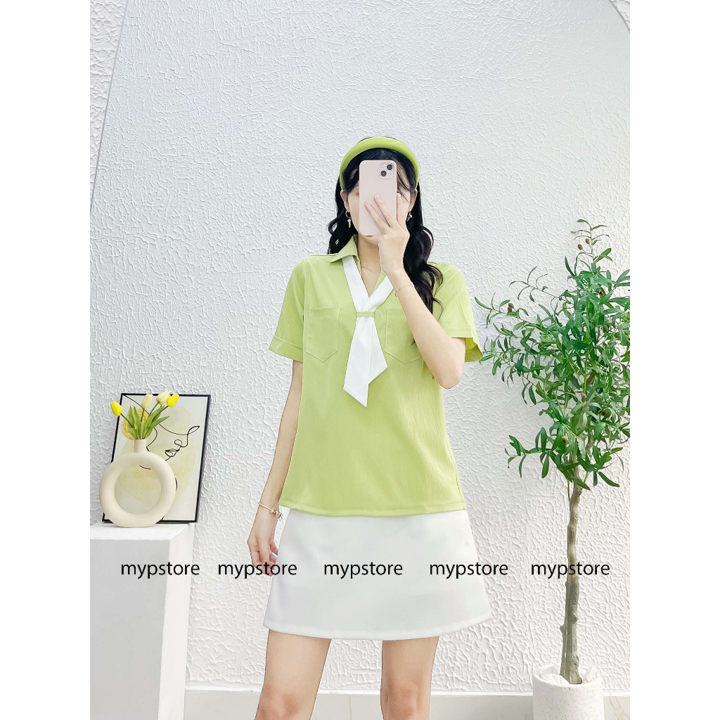 Áo sơ mi kèm dây đan rời tay ngắn mypstore