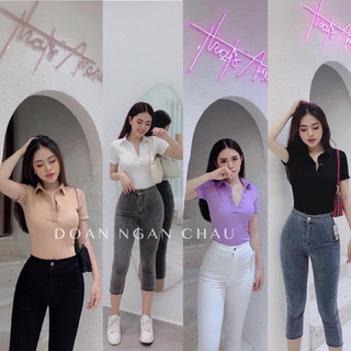 Áo thun ôm cổ bẻ