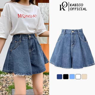 Quần shorts nữ KABICO cạp cao ống xòe, quần shorts jeans kiểu dáng dễ thương C31