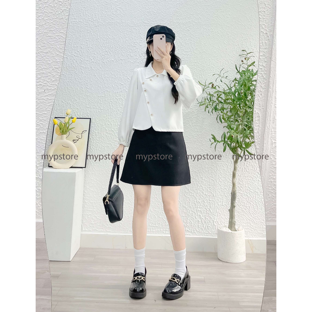 Áo sơ mi đắp chéo tay dài mypstore