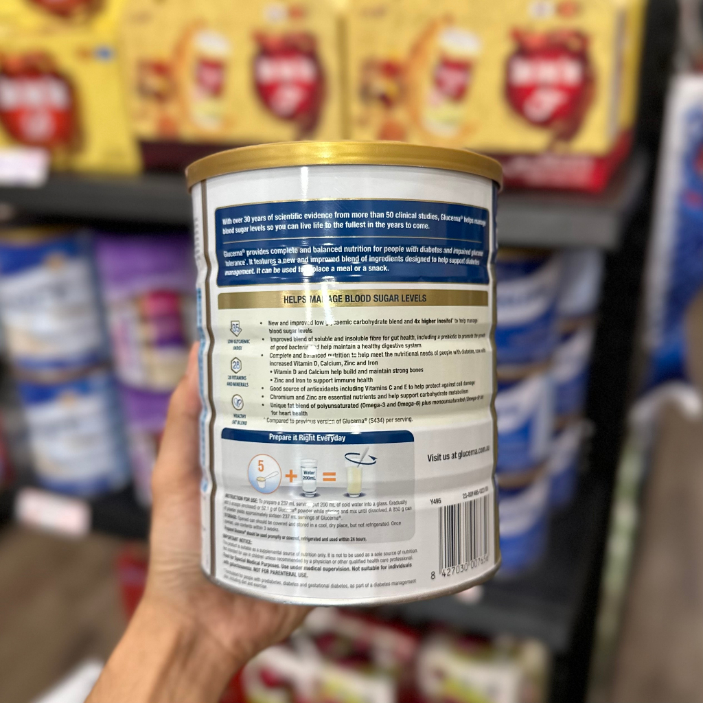 Sữa Glucerna Úc 850g dành cho người tiểu đường hương Vanilla