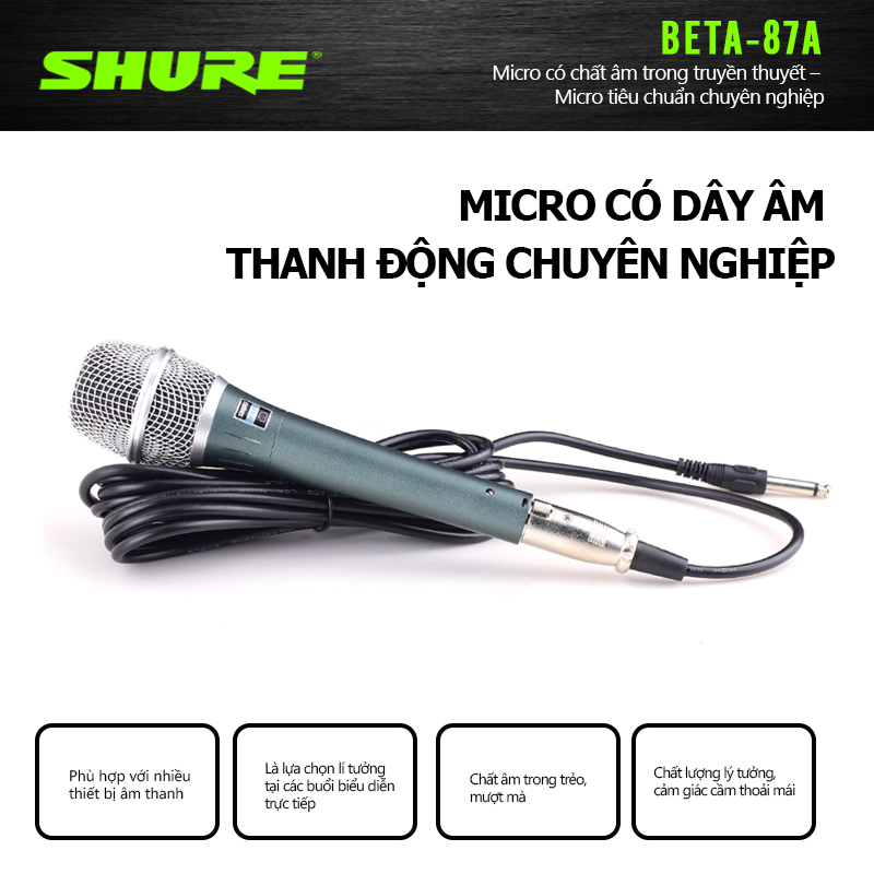 Micro karaoke có dây,shuer/Beta87 micro có dây,micro hát karaoke,giọng hát rõ và tràn đầy