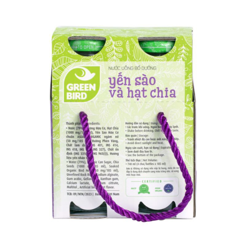 Lốc 4 chai yến sào và hạt chia Green Bird