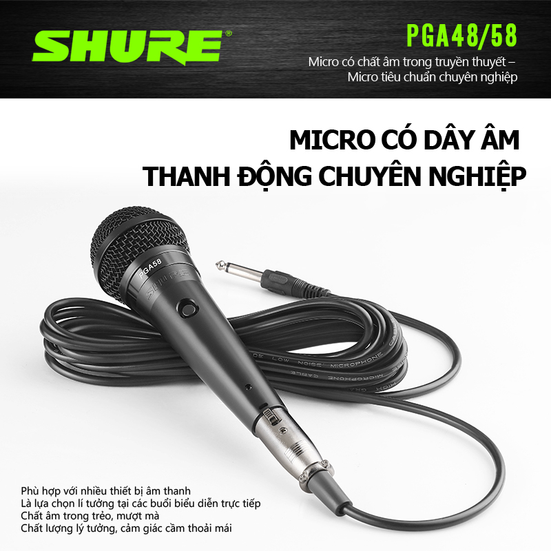 Shuer/PGA48/58 micro có dây,micro hát karaoke,micro karaoke có dây,giọng hát rõ và tràn đầy