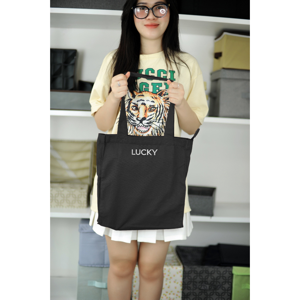 Túi Tote Đi Học, Du Lịch Vải Canvas 800D Dày Dặn Cute Cỡ Rộng Đựng Được A4