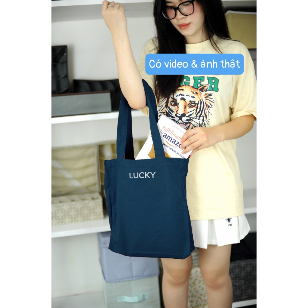 Túi Tote Đi Học, Du Lịch Vải Canvas 800D Dày Dặn Cute Cỡ Rộng Đựng Được A4
