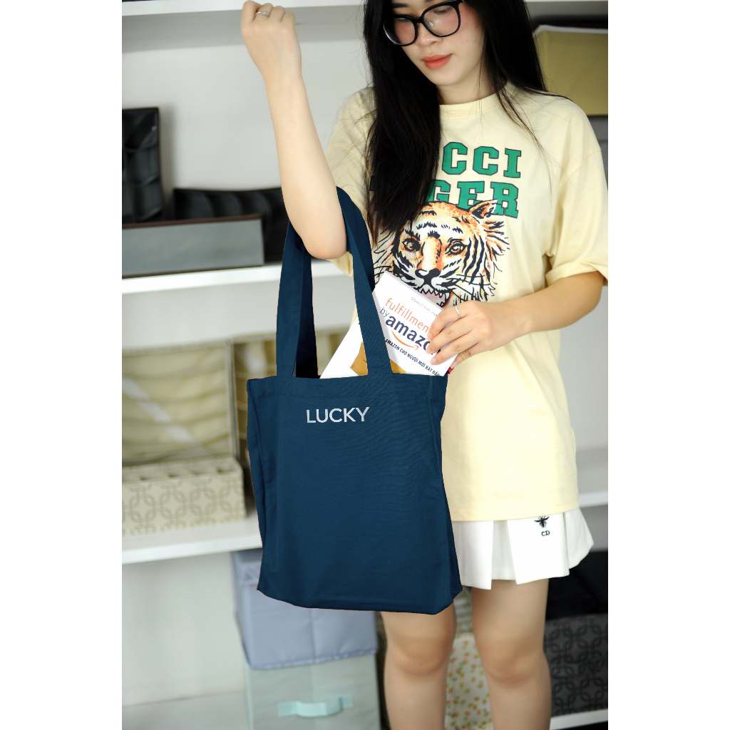 Túi Tote Đi Học, Du Lịch Vải Canvas 800D Dày Dặn Cute Cỡ Rộng Đựng Được A4