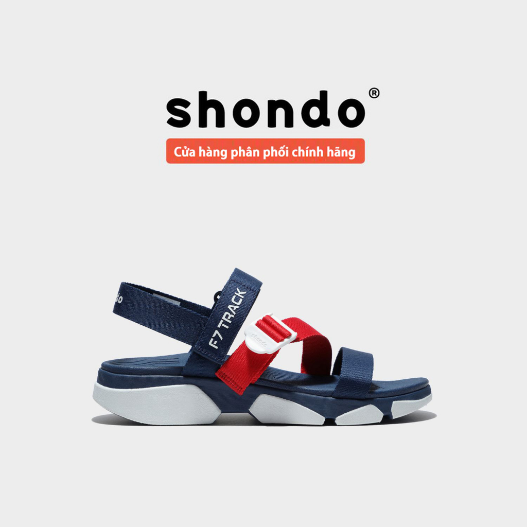 Giày Sandals SHONDO F7 Chính Hãng - F7T0036 Track xanh Navy đế trắng