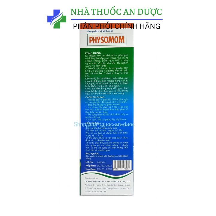 Dung dịch vệ sinh mũi PHYSOMOM giúp giảm nghẹt mũi, sổ mũi, khò khè, giúp thông mũi dành cho người lớn và trẻ em