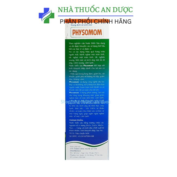 Dung dịch vệ sinh mũi PHYSOMOM giúp giảm nghẹt mũi, sổ mũi, khò khè, giúp thông mũi dành cho người lớn và trẻ em