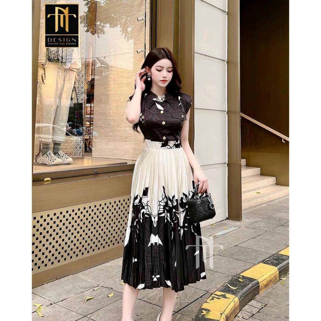 SET HOA LÁ SẮC MÀU KÈM CHÂN VÁY DÀI 2 MÀU