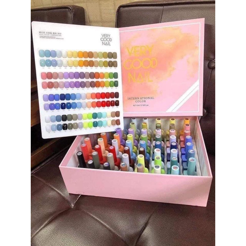 Set Sơn Gel Verygood 60 Màu Hộp Hồng Hàng Chuẩn Loại 1 [ Tặng kèm 1 cặp Base, Top, Bảng Màu ]