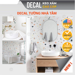 Giấy dán toilet keo xám Terrazzo hàng xịn decal dán nhà tắm chống nước cao cấp decal Avery  Mỹ  - Decal 24h DTA-322 