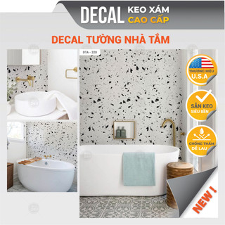 Decal dán nhà tắm chống nước Terrazzo trắng đen loại dày, dán tường phòng tắm đẹp hàng cao cấp - Decal 24h DTA-320