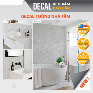 Miếng dán tường nhà tắm Terrazzo loại dày chống thấm nước, giấy dán toilet keo xám hàng cao cấp - Decal 24h DTA-319